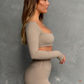 Serene Long Sleeve Crop - Latte