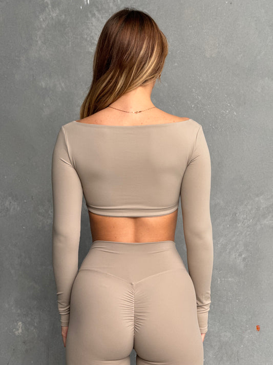 Serene Long Sleeve Crop - Beige